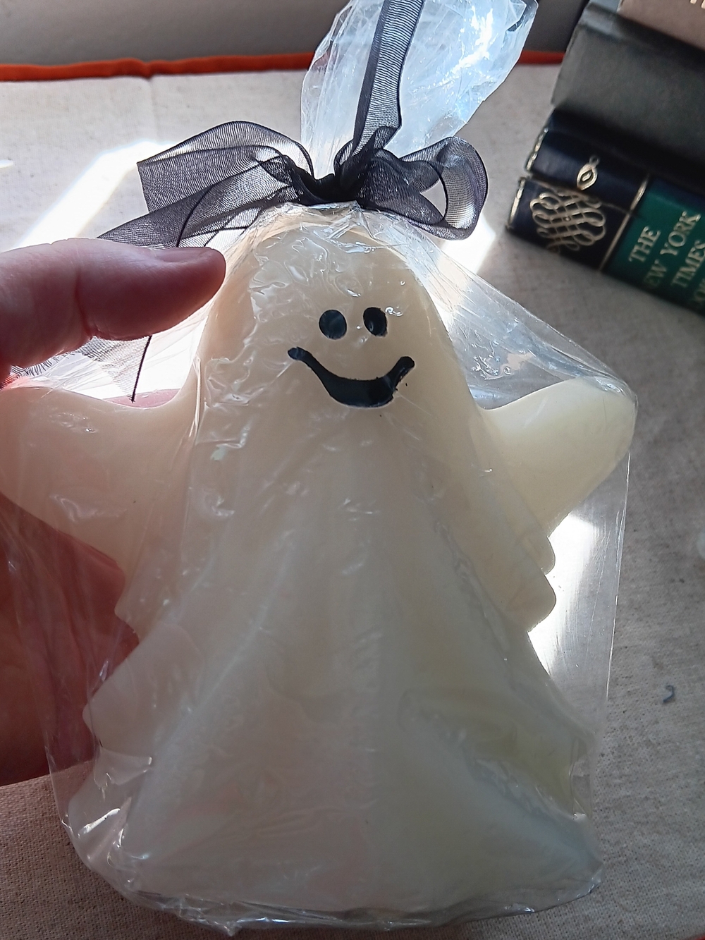 Ghost Candle, Halloween, New In Wrapper 5 inches X 5 inch.